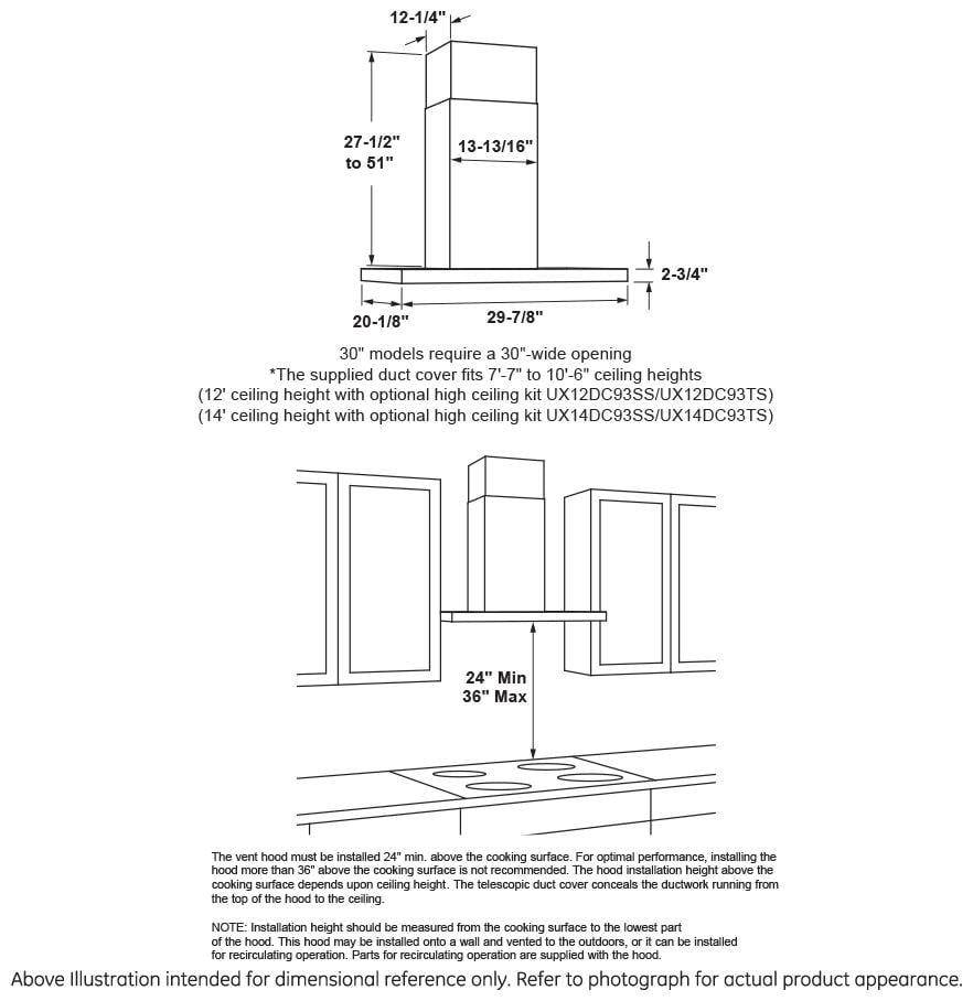 GE Appliances 30 in Wall Mount Range Hood in Stainless Steel