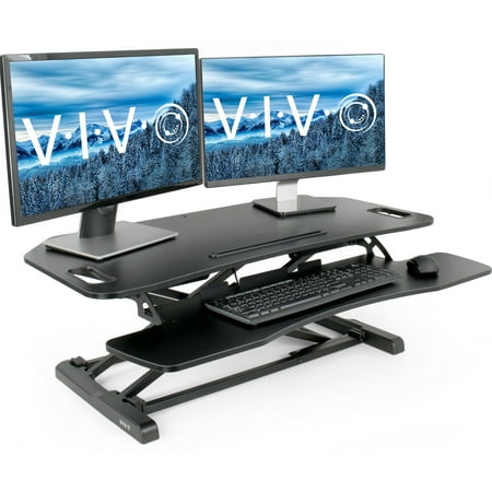 Vivo Black Height Adjustable Stand Up Tabletop Desk Monitor