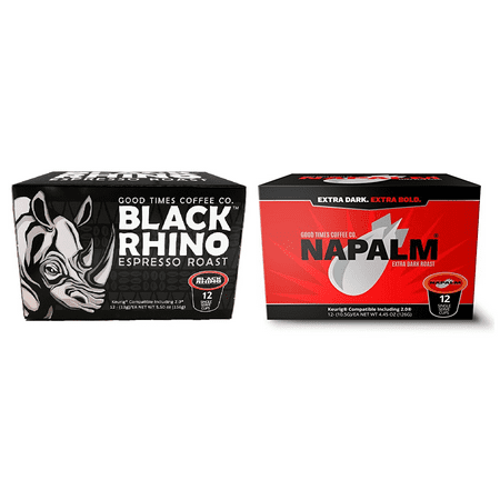 Napalm Coffee & Black Rhino Espresso Roast, Extra Bold Single Serve Cups, 24 Count