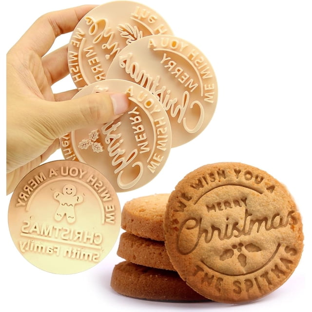 sellos de galletas navideñas personalizados con cortador, galletas navideñas personalizadas con el apellido de tu familia, regalo artesanal para hornear