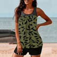 thumbnail image 6 of longantii Tankinis Swimwear for Women Two Piece Floral Print Blouson Tank Top Tummy Control Modest Swimsuits with High Waist Swim Shorts Tankini Swimwear Army Green XL, 6 of 7