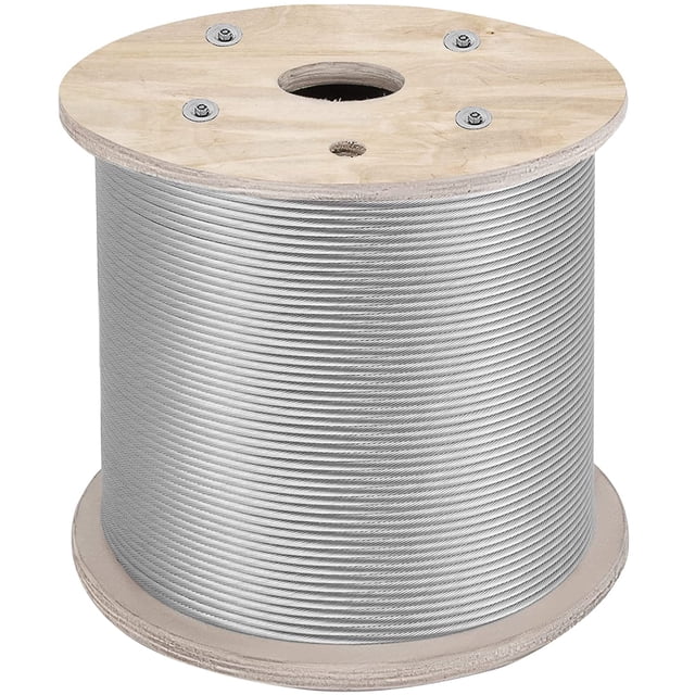 VEVOR Stainless Steel Cable Railing 1/8"x 500ft, Wire Rope 316 Marine Grade, Braided Aircraft Cable 1x19 Strands Construction for Deck,Rail,Balusters,Stair,Handrail,Porch,Fence VEVOR Stainless Steel Cable