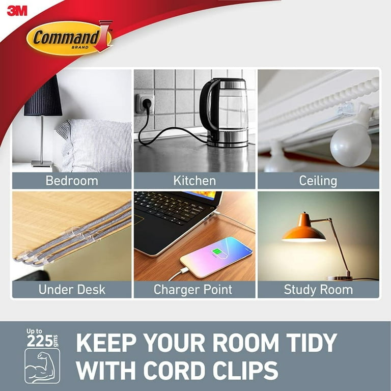Command™ Cord Clips 17017CLR-C, Clear, Small, 4 Clips/5 Strips/Pack