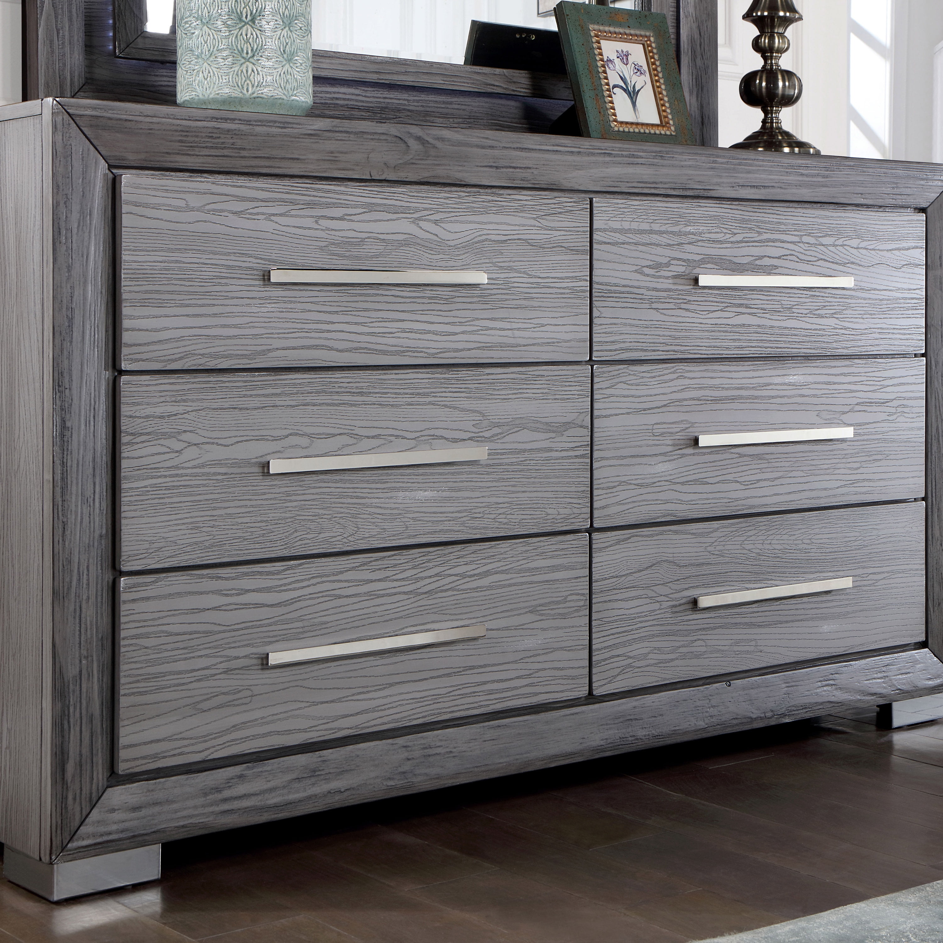 Furniture of America Lima Transitional 6-Drawer Adult Dresser, Gray