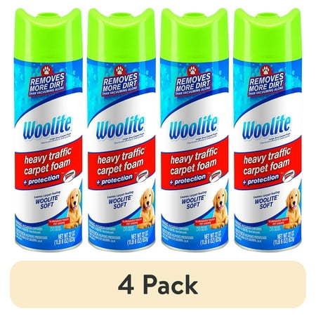 (4 pack) Heavy Traffic foam + protection, Woolite, 22 oz, heavy traffic carpet cleaner, aerosol, deep cleaning, removes ground in dirt & eliminates odors, safe on.., By Woolite