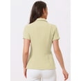 thumbnail image 4 of DARING DIVA Women's Short Sleeve Blazer Button Office Suit Jacket S Light Khaki, 4 of 6