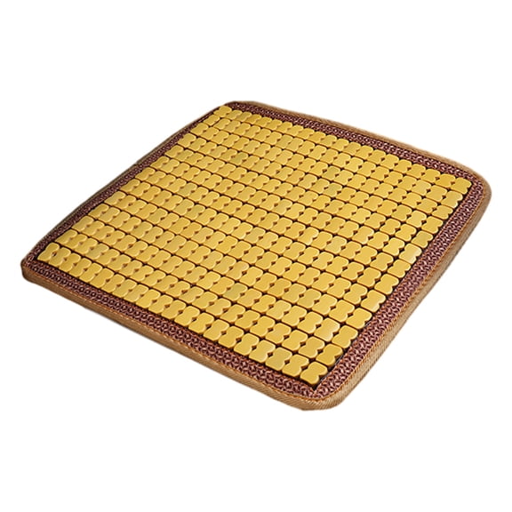 TechToyHub Car Seat Cushion Cool Breathable Summer Universal Beige Wooden Bead 16.9in x 16.9in Non-Slip Bottom All Season Automotive Seat Cushion for Car Truck Van Daily Driving