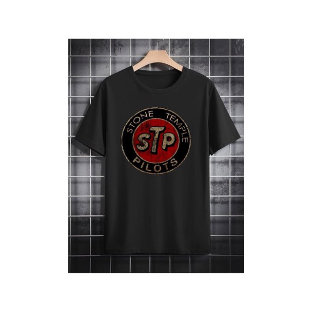 Men'S Casual Crew Neck T-Shirt, Stone Temple Pilots Print, 100% cotton Knit Fabric, Slight Stretch, Regular Fit, Summer Top, 180gsm - Gift for Men
