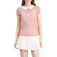 thumbnail image 1 of INSPIRAR CHIC Blusa de encaje transparente con cuello Peter Pan de contraste y mangas cortas en naranja y rosa, 1 of 6