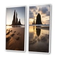 thumbnail image 3 of Designart "Time-Worn Rocks Sculpted by Sunset I" Beach & Ocean Framed Wall Art Set Of 2 - Coastal Brown Frame Gallery Set For Office Decor, 3 of 6
