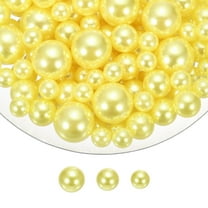 Uxcell 150 Pcs Pearl Bead for Vase Filler, 20/14/10mm Faux Pearl Floating Beads Makeup NO Hole for Candles Centerpieces Table Scatter Wedding Home Decoration(Bright Yellow)