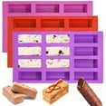 thumbnail image 2 of Set of 3, 12 Cavity Medium Narrow Silicone Rectangle Molds, SourceTon Protein Bars mold Energy Bars Maker for Caramel Bread Loaf Muffin Brownie Cornbread Cheesecake Pudding Soap Butter Mould, 2 of 9