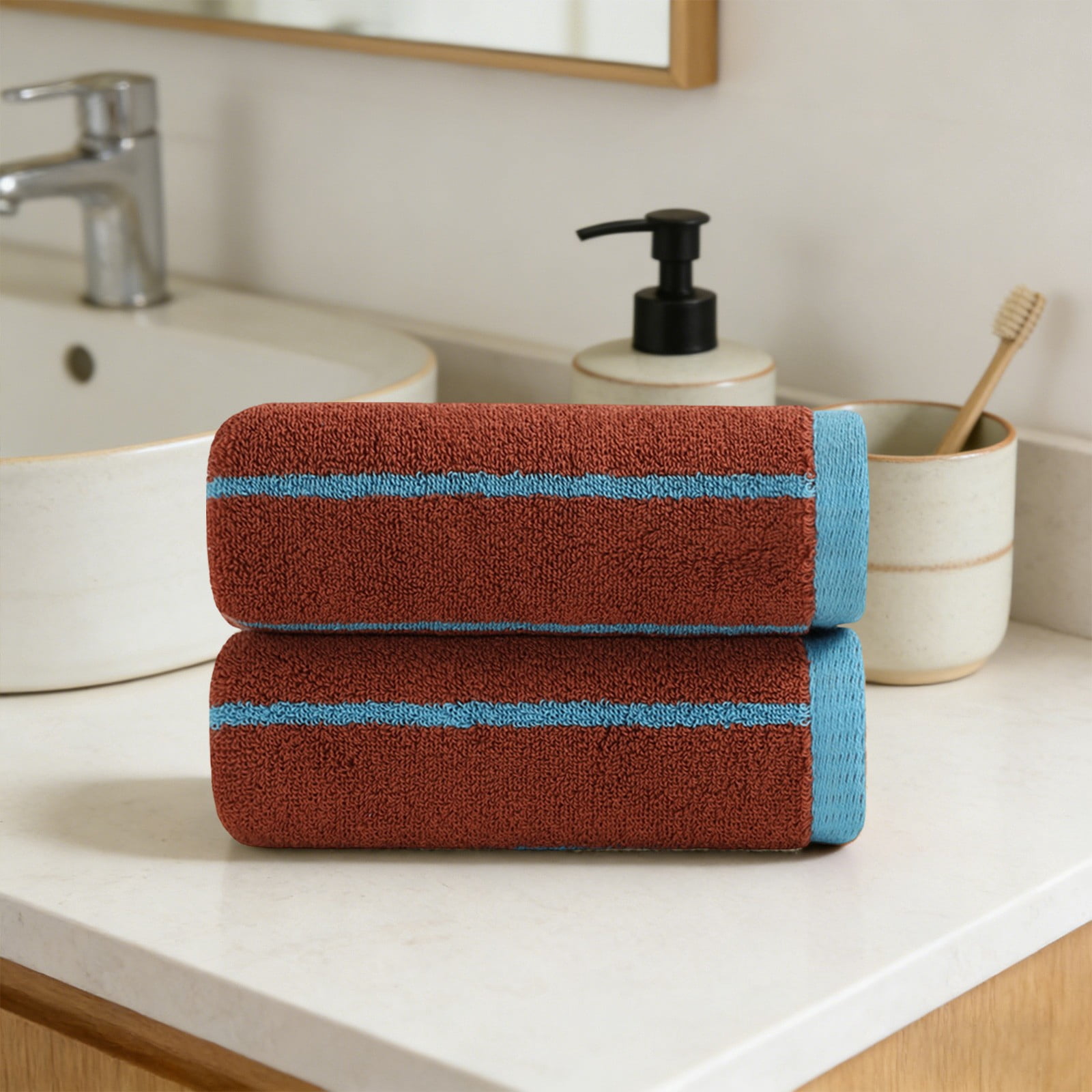 Cotton Face Towel, Soft and Highly Absorbent Hand Towel, Skin-Friendly & Lint-Free Washcloth for Home Bathroom, Travel and Daily Use, 28.7"x13.7", AKLJWH