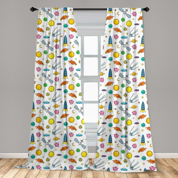 Spaceship Curtains 2 Panels Set Assortment Of Space Related Concepts Shooting Star Ufo Sun Moond Stars Window Drapes For Living Room Bedroom Multicolor By Ambesonne Walmart Com Walmart Com