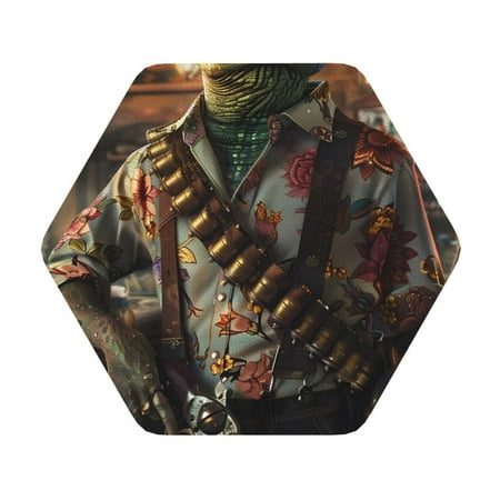 

Cauagu Cowboy Iguana Floral Shirt for Round Coaster Drink Coasters Set of 4 Leather Bar Beer Beverage Cup Mat for Drinks for Tabletop Protection & Coffee Table Decor