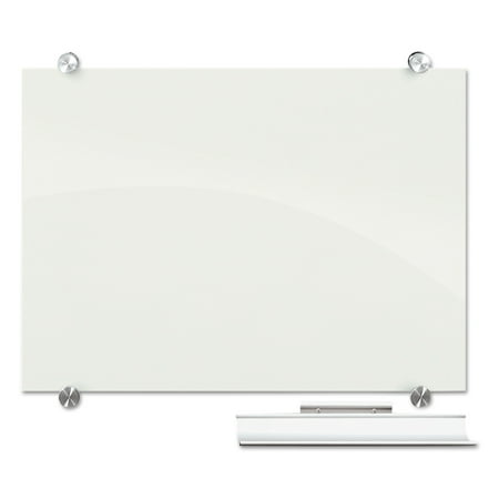 Best-Rite Visionary Magnetic Glass Board, Frameless, White Glossy, 48