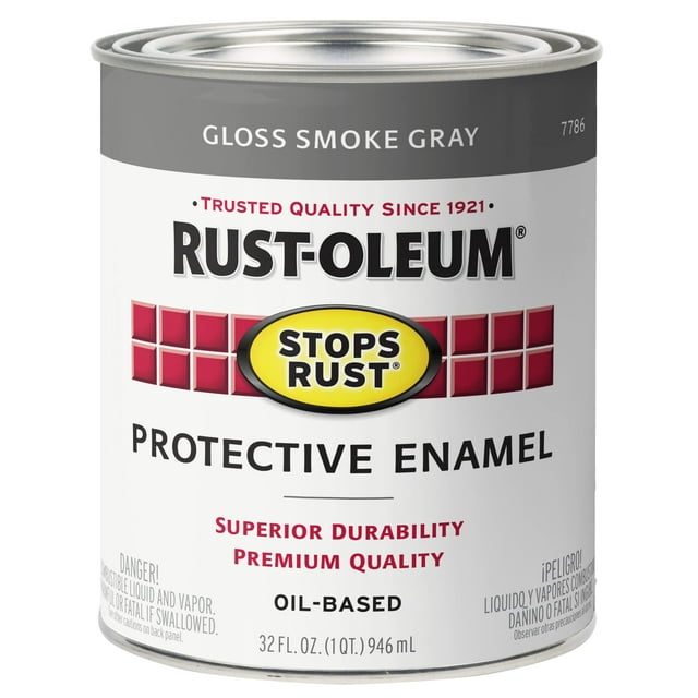 Rust-Oleum 7786502 Peinture Émail Protectrice Arrête la Rouille, 32 Onces, Gris Fumée Lustré