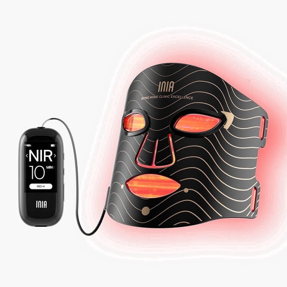 INIA 4 Modes LED Red Light Therapy Face Mask with 850nm NIR Red Blue Light, 2600mAh Rechargeable At-Home Skin Rejuvenation Facial Mask