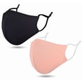thumbnail image 1 of 2 Pack Washable Reusable Unisex Face Masks, Black/Skin Pink, 1 of 7