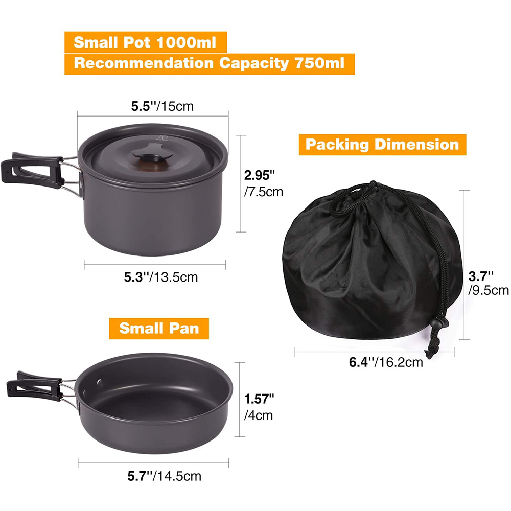 Outdoor Camping Portable Tableware Fry Pan Pot Cooking Travel Picnic Set - image 2 of 8
