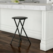 Trademark Home Backless 24-inch Folding Stool with 225lb Capacity (Black)