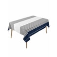 thumbnail image 2 of Navy Blue Grey Stripe Tablecloth Rectangle Table Cloth 60x120, Waterproof Tablecloth Outdoor Table Cloth, Modern Art Horizontal Striped Washable Table Cover for Kitchen Dinning Party, 2 of 8