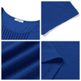 thumbnail image 6 of UVN Women Summer Blouses 3/4 Sleeves Loose Fit Shirts Ladies Pleated Crew Neck Tunic Tops, 6 of 10