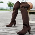 thumbnail image 4 of Xfvqtps Womens Thigh High Boots Pull on Tie Back Chunky High Heel Pointed Toe Suede over the Knee Boots, 4 of 6