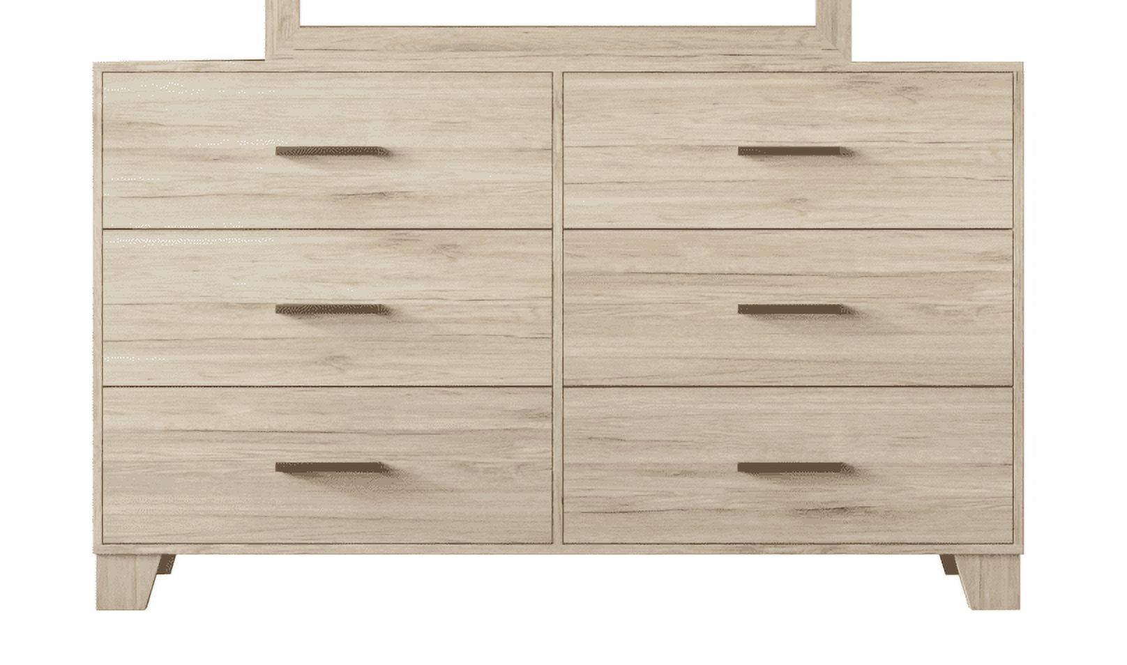 Home Design Lewes 6-Drawer Double Dresser, Light Oak, Easy Assembly