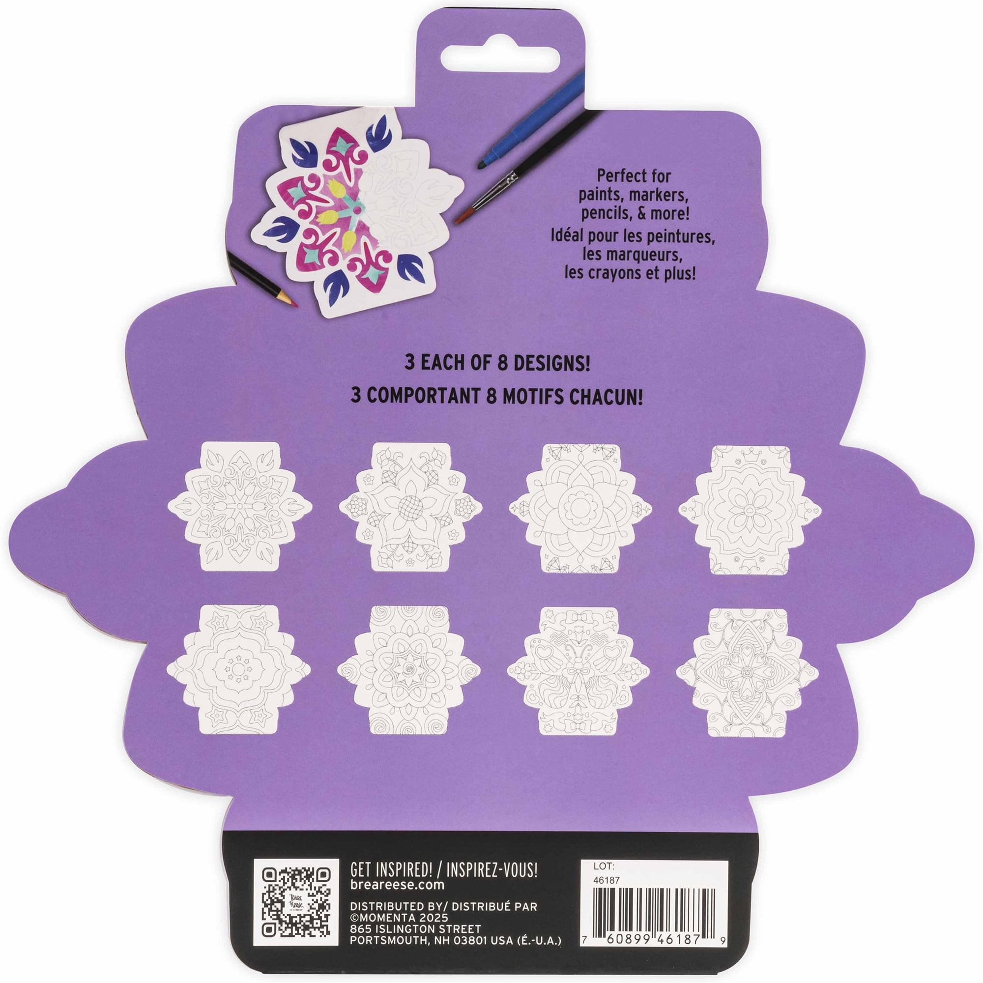Vivid by Brea Reese: Mixed Media Coloring Pad - Tile - 24 Shaped Sheets in 8 Pattern Designs, Art Paper Pages For Paints-Markers-Colored Pencils