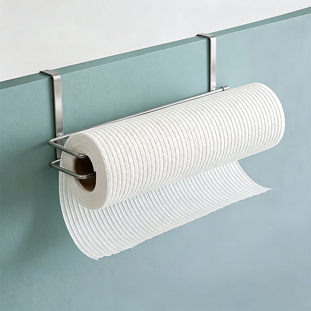 Over-the-Cabinet Kitchen Paper Towel Rack Cabinet Door Mount Paper Towel Rack Stainless Steel Kitchen Paper Hanger Kitchen Paper Organizer