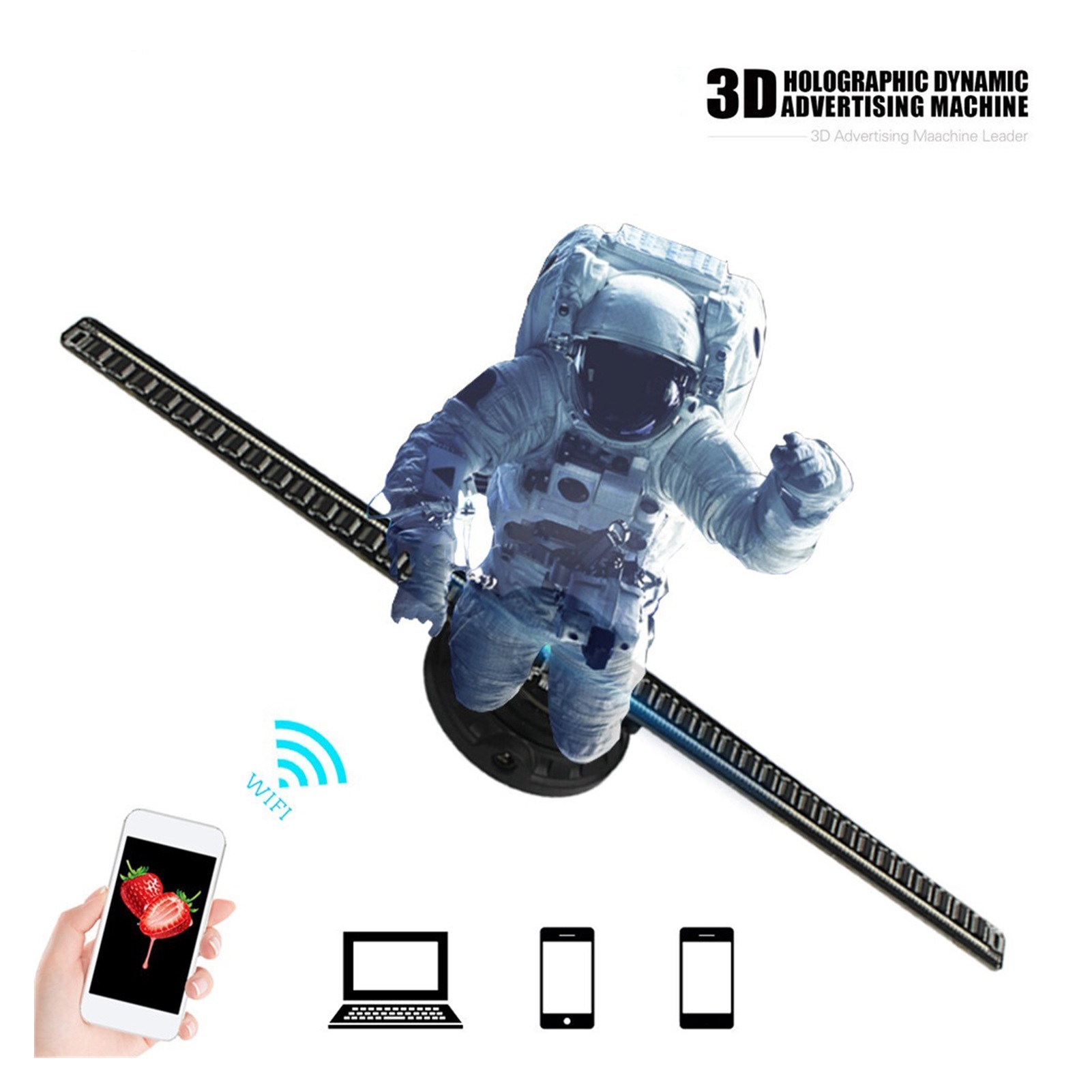 Phone Wifi 3D Hologram Projector Advertising Display LED Holographic Fan Naked Eye Fan Light 3d Advertising Logo Light ,Holographic Video Projector
