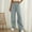Gray, variant on Women's Straight Pants Elastic Waist Casual Trousers Pants With Pockets Beige S