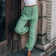 thumbnail image 5 of symoid Womens Casual Pants- Casual Solid Pants with Pocket Comfortable Tie Feet Full Length Pants Mint Green L, 5 of 8