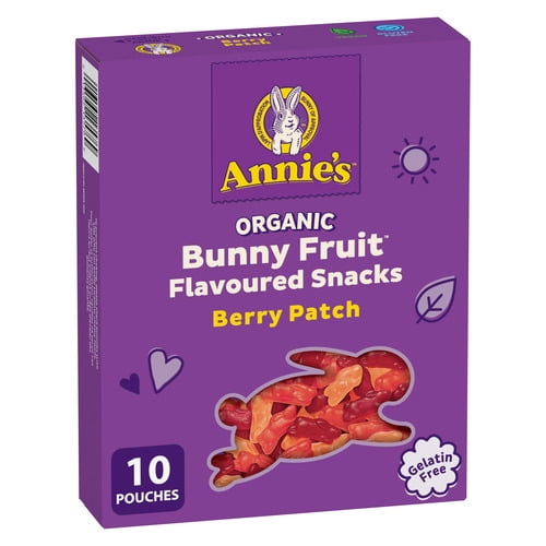 Annie's Organic Bunny Fruit Flavoured Snacks Berry Patch, Kids Snacks, 198 g, 10 Pouches, 198 g