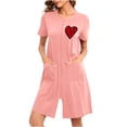 thumbnail image 1 of House Coats for Women with Zipper Short Sleeve Long Length Knit Robe 1 Pc, 1 of 7