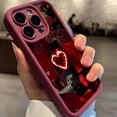 thumbnail image 4 of Personalized Burgundy Aesthetic Heart Pattern Embossed TPU Soft Shockproof Waterproof Phone Case for iPhone, 4 of 5