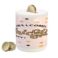 thumbnail image 1 of Unicorn Party Piggy Bank, Hand Drawn Lettering with Pale Pink Dots and Stars Background, Ceramic Coin Bank Money Box for Cash Saving, 3.6" X 3.2", Apricot Pale Pink Black, by Ambesonne, 1 of 4