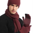 thumbnail image 4 of Cálido gorro de punto de invierno para mujer, guantes para pantalla táctil, conjunto de bufanda larga, gorro de calavera forrado de lana, bufanda de cuello para mujer y hombre, 4 of 5