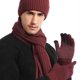 thumbnail image 4 of Cálido gorro de punto de invierno para mujer, guantes para pantalla táctil, conjunto de bufanda larga, gorro de calavera forrado de lana, bufanda de cuello para mujer y hombre, 4 of 5