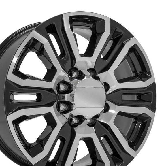 OE Wheels CV70 20 Inch Rims Fit Sierra 2500/3500 Denali Style 8x180 20x8.5 Gloss Black Machined - Hollander 5957 (Set of 4)