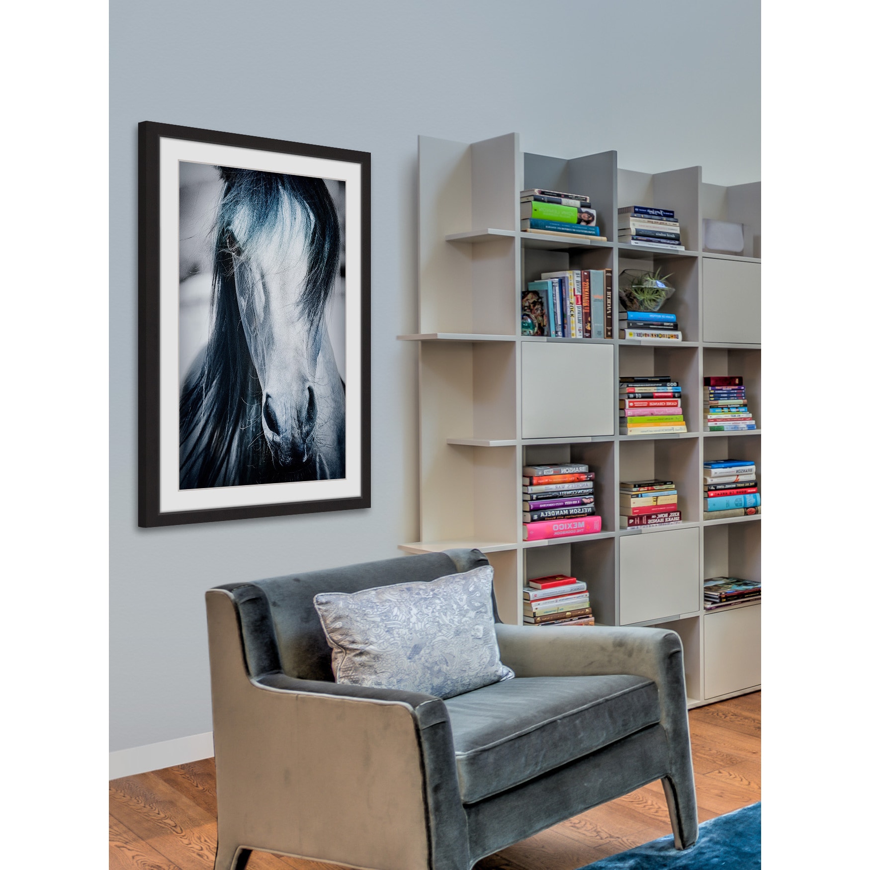 "Blue Horse" Framed Painting Print