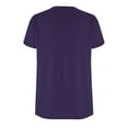 thumbnail image 6 of WREESH Solid Color Round Neck Tunic Top Women's Summer Pleated Blouse with Petal Sleeves Purple, 6 of 7