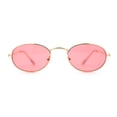 thumbnail image 2 of Hippie Micro Narrow Oval Pop Color Lens Metal Rim Sunglasses Gold Rose Pink, 2 of 4