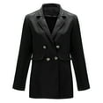 thumbnail image 2 of Vedolay Blazer Jackets Womens Lapel Neck Long Sleeve Blazer Button Front Fashion Jacket,Black S, 2 of 5