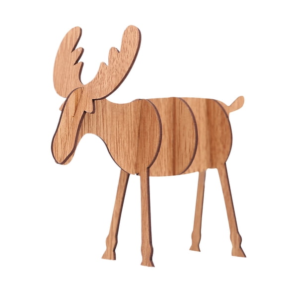 Supvox Khaki Wooden Elk Figurine Christmas Decoration Vintage Rustic Holiday Home Decor