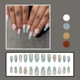 thumbnail image 2 of Uñas postizas Press On Lukmexor medianas con diseño de flor y perla, 24 piezas, 2 of 7