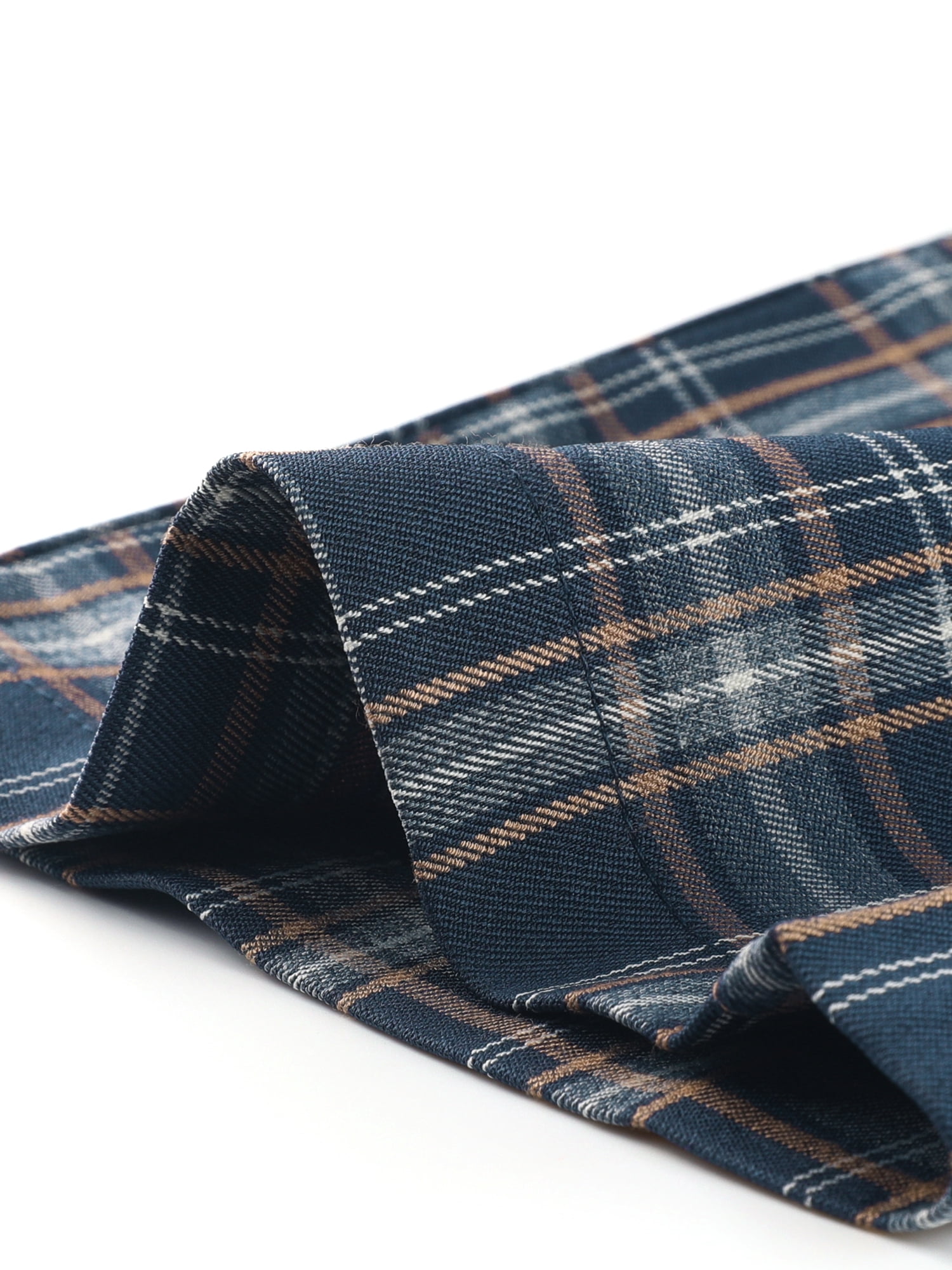 DARING DIVA Women's Plaid Trousers Pockets Straight Leg Casual Pant XS Dark Blue Beige