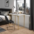 thumbnail image 7 of CL.HPAHKL 32 Inch Small Office Desk, Industrial Office Desk with Metal Frame Adjustable Feet Modern Simple Style Desk Table Sturdy Laptop Table for Home Office, Writing for Small Space (1, Gold), 7 of 7