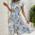 thumbnail image 7 of IROINNID Wedding Guest Dresses For Women Loose Short-Sleeved Round Neck Printed Pleated Dress Clearance Cheap, 7 of 7